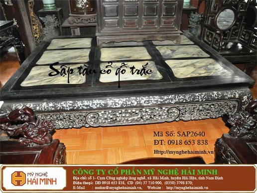 Sập Tàu gỗ trắc khảm ốc cổ -  Mã số SAP2640