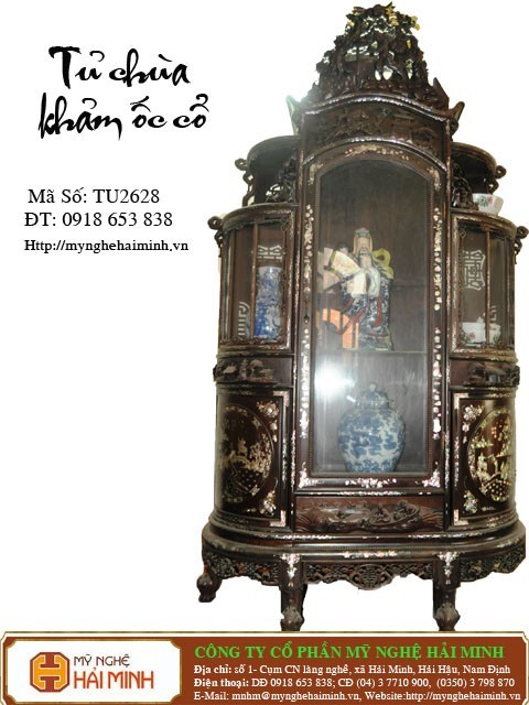 Tủ chùa khảm ốc gỗ trắc -  Mã số TU2628