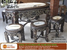 Bộ bàn ăn khảm ốc tứ diện -  Mã số BO3201