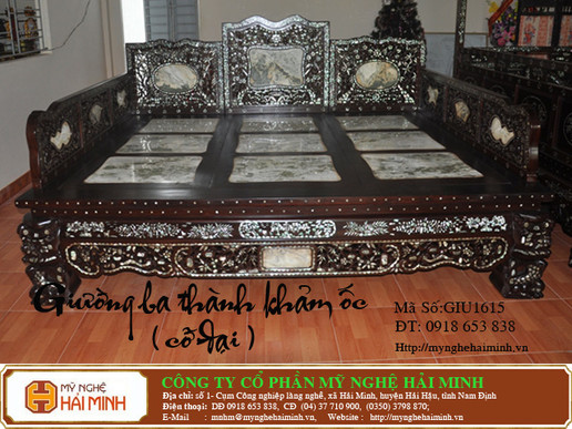 Giường Ba Thành khảm ốc cỡ đại -  Mã số GIU1615