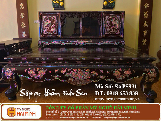 Sập gụ khảm tích Sen - Mã số: SAP5831