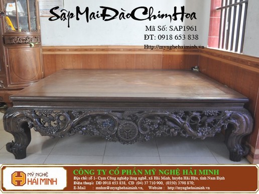 Sập Mai  Đào chim hoa -  Mã số:SAP1961