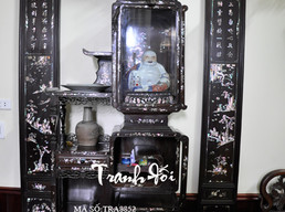 Tranh đối gỗ trắc khảm ốc cổ - Mã số TRA8852