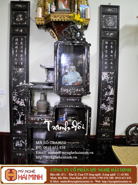 Tranh đối gỗ trắc khảm ốc cổ - Mã số TRA8852