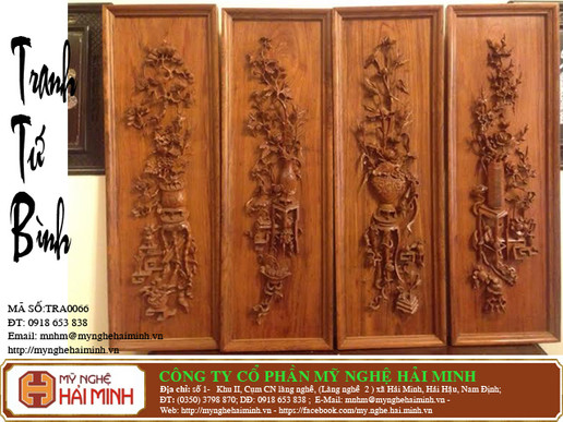 Tranh tứ bình gỗ cẩm - Mã số TRA0066