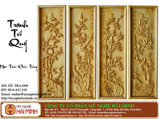 Tranh tứ quý mai trúc cúc tùng - Mã số TRA1969