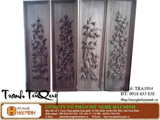 Tranh tứ quý Tùng Cúc Trúc Mai -  Mã số TRA1954