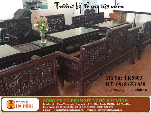 Trường kỷ tổ ong Tựa cuốn - Mã Số : TK5803