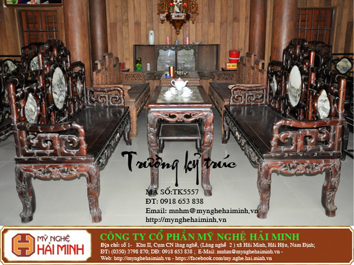 Trường kỷ trúc gỗ trắc - Mã số TK5557