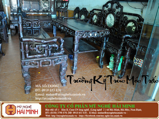 Trường kỷ trúc móc gỗ trắc - Mã số TK0062