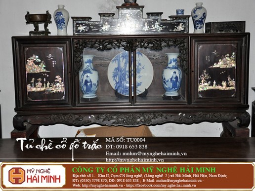 Tủ chè cổ gỗ trắc khảm ốc cao cấp - Mã số TU0004