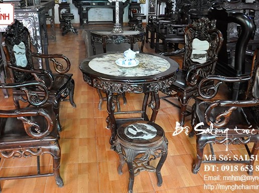 Bộ bàn ghế Salong trúc gỗ trắc - mã số: SAL5172