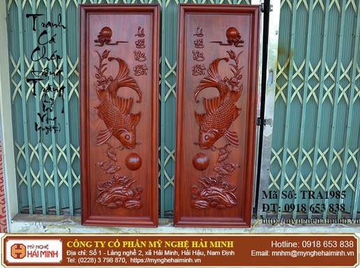 Tranh Cá Chép trông Trăng (Lý Ngư vọng Nguyệt) - mã số: TRA1985