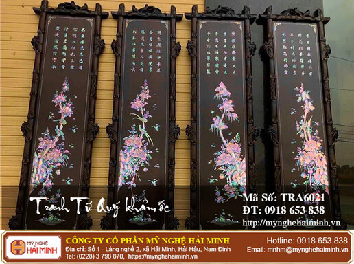Tranh Tứ Quý khảm ốc - Mã số: TRA6021