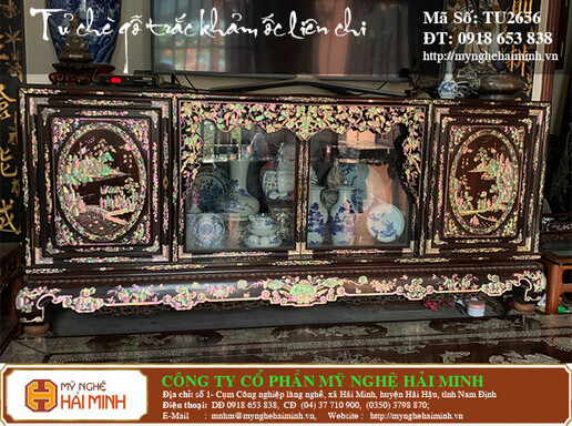 Tủ chè gỗ trắc khảm ốc liên chi - Mã số: TU2656