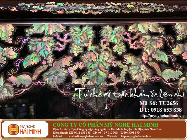 Tủ ch&egrave; gỗ trắc khảm ốc li&ecirc;n chi - M&atilde; số: TU2656