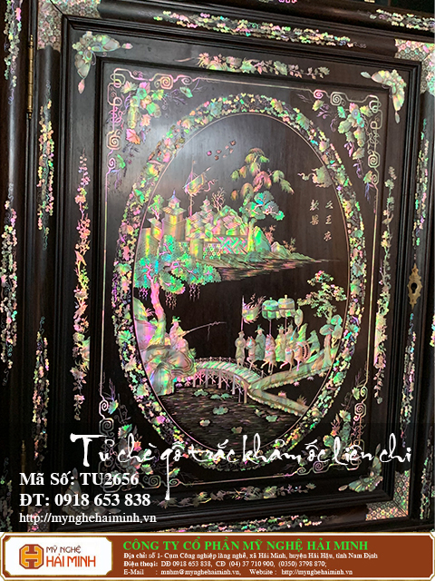 Tủ ch&egrave; gỗ trắc khảm ốc li&ecirc;n chi - M&atilde; số: TU2656