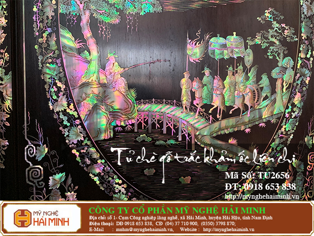 Tủ ch&egrave; gỗ trắc khảm ốc li&ecirc;n chi - M&atilde; số: TU2656