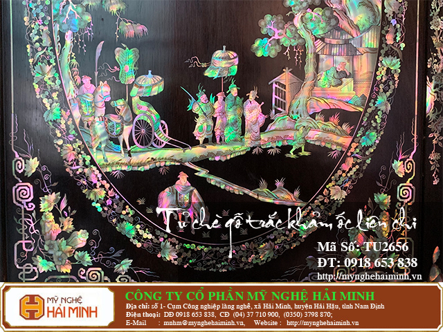 Tủ ch&egrave; gỗ trắc khảm ốc li&ecirc;n chi - M&atilde; số: TU2656