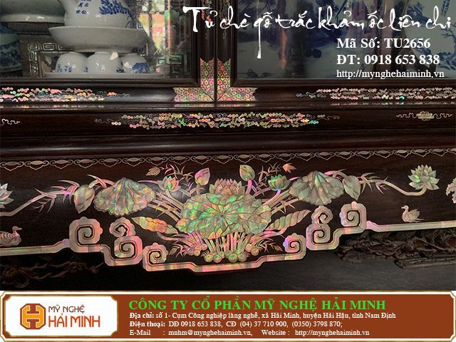 Tủ ch&egrave; gỗ trắc khảm ốc li&ecirc;n chi - M&atilde; số: TU2656