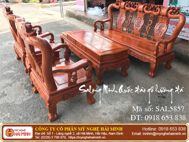Salong Minh Quốc đ&agrave;o gỗ hương đ&aacute;  01